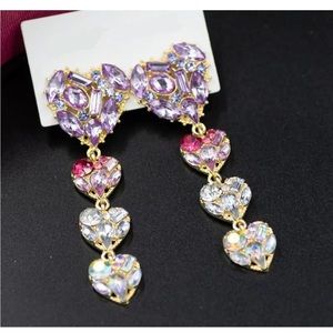 Hot Sexy Long 4 Hearts Earrings